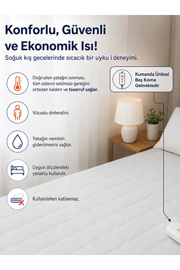 OMAK Çift Kişilik Elektrikli Battaniye Tam Güvenlikli Dayanıklı Çift Kademeli Termostatlı Elektrikli Yatak Isıtıcı 